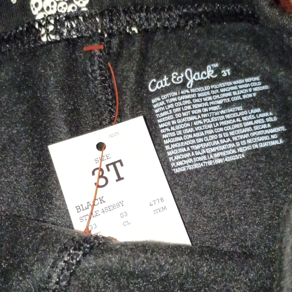 Cat‎ & Jack 3T Gray Black Skeleton Halloween Outfit Set Shirt Pants Lightning